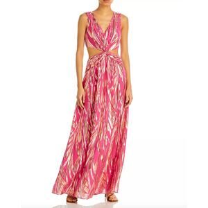 $625 Ramy Brook Dress Womens Metallic Irene Cutout Gown Size 6 NEW